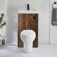 2-in-1-Waschbecken- und WC-Element 500mm x 890mm mit Select-WC inkl. Spülknopf in Schwarz dunkle Eiche - Cluo