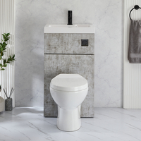 2-in-1-Waschbecken- und WC-Element 500mm x 890mm mit Select-WC inkl. Spülknopf in Schwarz Steingrau - Cluo