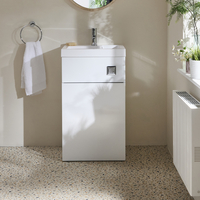 2-in-1-Waschbecken- und WC-Element 500mm x 890mm (ohne WC) Weiß inkl. einem Spülknopf in Chrom - Cluo