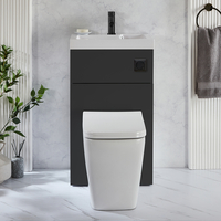 2-in-1-Waschbecken und WC-Element - 500mm x 890mm - mit Sandford-WC - inkl. Spülknopf in Schwarz Schwarzgrau - Cluo von Hudson Reed