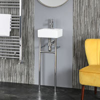 280mm x 280mm Waschbecken mit Metallgestell in Chrom – Halwell