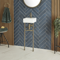 280mm x 280mm Waschbecken mit Metallgestell in gebürstetem Gold – Halwell