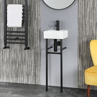 280mm x 280mm Waschbecken mit Metallgestell in Schwarz – Halwell