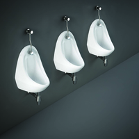 3 Urinale mit Aufputz-Spülkasten 13.5L,  in Weiß,  Wandmontage - Automatische Spülung - RAK Jazira x Hudson Reed