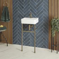 400mm x 295mm Waschbecken mit Metallgestell in gebürstetem Gold – Exton