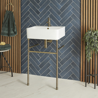 520mm x 420mm Waschbecken mit Metallgestell in gebürstetem Gold – Exton