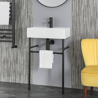 550mm x 310mm Waschbecken mit Metallgestell in Schwarz – Halwell