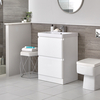 600mm Waschtisch mit Unterschrank Weiß und Stand-WC (ohne Spülkasten) im Set - Daxon
