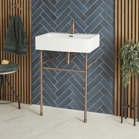 600mm x 420mm Waschbecken mit Metallgestell in gebürstetem Kupfer – Sandford