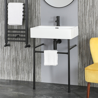 600mm x 420mm Waschbecken mit Metallgestell in Schwarz – Sandford