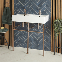 820mm x 420mm Doppelwaschbecken mit Metallgestell in gebürstetem Kupfer – Halwell