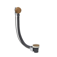 Ab und Überlaufgarnitur für Badewannen mit Push-Up Stöpsel satiniertes Kupfer