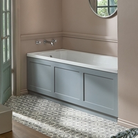 Art Deco Einbaubadewanne mit einer Rückenschräge 1700mm x 750mm inkl. Seitenverkleidung in Hellgrau - Richmond