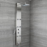 Aufputz-Duschpaneel mit Thermostat – mit Duschkopf,  Körperdüsen und Handbrauseset - Chrom - Easton