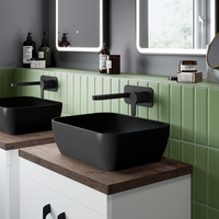 Aufsatzwaschbecken 455mm x 325mm rechteckig,  in Mattschwarz,  ohne Hahnloch - Hudson Reed