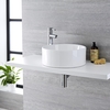 Aufsatzwaschbecken Covelly Rund 40 x 40 cm mit hoher Armatur Mirage - Waschschale aus Keramik,  von Hudson Reed