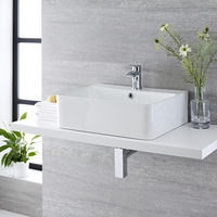 Aufsatzwaschbecken Exton Rechteckig 520mm x 420mm mit Einhebelarmatur im Set,  von Hudson Reed