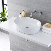 Aufsatzwaschbecken,  oval,  480mm x 350mm - mit Unterputz-Einhebelmischer - Otterton