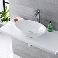 Aufsatzwaschbecken,  oval,  520mm x 320mm - mit hohem Wasserfall-Einhebelmischer - Kenton