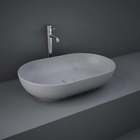 Aufsatzwaschbecken oval 550mm x 350mm ohne Hahnloch Matt-Grau - RAK Feeling x Hudson Reed
