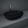 Aufsatzwaschbecken oval 550mm x 350mm ohne Hahnloch Matt-Schwarz - RAK Feeling x Hudson Reed