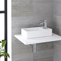 Aufsatzwaschbecken,  rechteckig – 400mm x 220mm,  mit 1 Hahnloch – Halwell