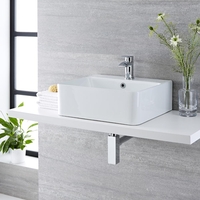 Aufsatzwaschbecken,  rechteckig – 460mm x 420mm,  mit 1 Hahnloch – Exton