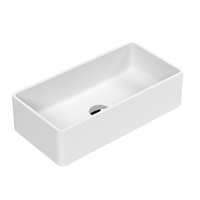 Aufsatzwaschbecken rechteckig 465mm x 235mm in Mattweiß (ohne Hahnloch) - Hudson Reed