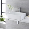Aufsatzwaschbecken,  rechteckig,  490mm x 390mm - mit hohem Wasserfall-Einhebelmischer - Haldon