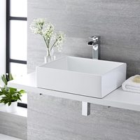 Aufsatzwaschbecken,  rechteckig,  490mm x 390mm - mit hohem Wasserfall-Einhebelmischer - Haldon