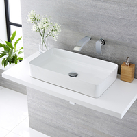 Aufsatzwaschbecken,  rechteckig,  610mm x 350mm - mit Unterputz Wasserfall-Einhebelmischer - Alswear
