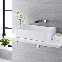 Aufsatzwaschbecken,  rechteckig,  610mm x 400mm - mit Unterputz Wasserfall-Einhebelmischer - Haldon