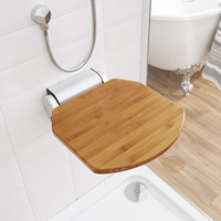 Ausklappbarer Duschsitz mit schmaler Wandalterung – Bambus – Select