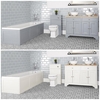 Badausstattung mit Einbau-Badewanne,  Doppel-Aufsatzwaschbecken mit 1200mm Unterschrank und Toilette mit verkleidetem Spülkasten - Thornton