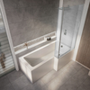 Badewanne mit Duschzone,  inkl. Badewannenaufsatz in Chrom – wählbare Badewannenschürze & Größe – Sandford Hudson Reed