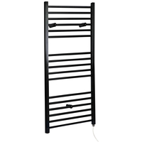 Badheizkörper Elektrisch Mattschwarz Flach 1200x500mm 300W Heizelement,  Glykol gefüllt,  Wandmontage - Nox Hudson Reed