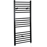 Badheizkörper Elektrisch Mattschwarz Flach 1200x600mm 300W Heizelement,  Glykol gefüllt,  Wandmontage - Nox Hudson Reed