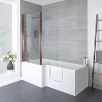 Begehbare Badewanne mit Duschzone,  eckig,  170cm x 85cm – Aufsatz und Position der Tür wählbar – Merso Hudson Reed