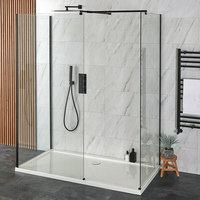Begehbare Dusche in Schwarz,  mit Duschtasse in Weiß - Größe und Seitenpaneel wählbar - Nox Hudson Reed