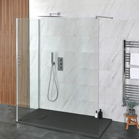 Begehbare Dusche mit 2 Seiten,  in Chrom,  Duschtasse in Schieferoptik - von 110cm x 70cm - Portland Hudson Reed
