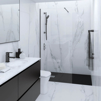 Begehbare Duschwand mit Duschtasse,  in Matt-Schwarz Stein-Optik – Duschtasse ab 120cm x 80cm - RAK Feeling x Hudson Reed