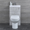 D-förmige Toilette mit Spülkasten und integriertem Waschbecken Betongrau
