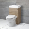 D-förmige Toilette mit Spülkasten und integriertem Waschbecken Eiche