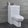 D-förmige Toilette mit Spülkasten und integriertem Waschbecken