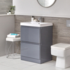 Daxon - Grauer Moderner 600mm Waschtisch mit Unterschrank und Stand-WC (ohne Spülkasten) im Set