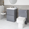 Daxon - Grauer Moderner 600mm Waschtisch mit Unterschrank und WC-Möbeleinheit inkl. Toilette mit verkleidetem Spülkasten