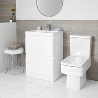 Daxon - Weißer Moderner 600mm Waschtisch mit Unterschrank und Toilette mit aufgesetztem Spülkasten im Set