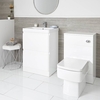 Daxon - Weißer Moderner 600mm Waschtisch mit Unterschrank und WC-Möbeleinheit inkl. Toilette mit verkleidetem Spülkasten