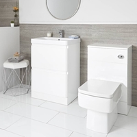 Daxon - Weißer Moderner 600mm Waschtisch mit Unterschrank und WC-Möbeleinheit inkl. Toilette mit verkleidetem Spülkasten