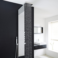 Delta Duschpaneel Chrom inkl. Regendusche,  Wasserfall & Körperdüsen mit Thermostat und Schlauchanschluss,  von Hudson Reed